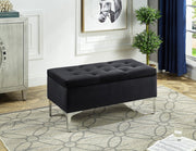Velvet Storage Bench with Chrome Legs - Black
