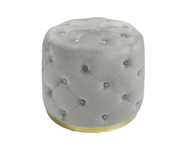 Button Tufted Velvet Ottoman with Gold Base