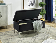 Velvet Storage Bench with Chrome Legs - Black