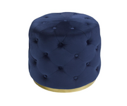 Button Tufted Velvet Ottoman with Gold Base