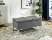 Velvet Storage Bench with Chrome Legs - Grey