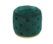 Button Tufted Velvet Ottoman with Gold Base