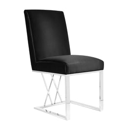 Smooth Satin Fabric Dining Chair- 2 in a Box- Black #101685