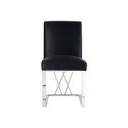 Smooth Satin Fabric Dining Chair- 2 in a Box- Black #101685