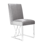 Smooth Satin Fabric Dining Chair- 2 in a Box- Grey #101687
