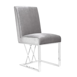 Smooth Satin Fabric Dining Chair- 2 in a Box- Grey #101687