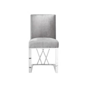 Smooth Satin Fabric Dining Chair- 2 in a Box- Grey #101687