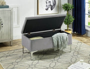 Velvet Storage Bench with Chrome Legs - Grey