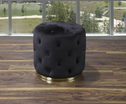 Button Tufted Velvet Ottoman with Gold Base