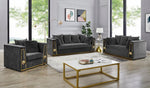 Modern Velvet Sofa Set with Back Pillows- Grey Color #134725