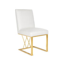 Leather Dining Chair with Gold Base- White #102650