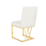 Leather Dining Chair with Gold Base- White #102650