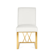 Leather Dining Chair with Gold Base- White #102650