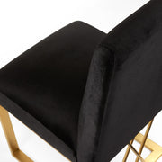 Smooth Satin Fabric Dining Chair with Gold Base- 2 in a Box- Black #102650