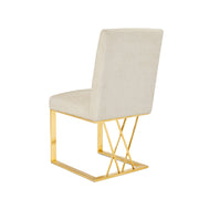 Smooth Satin Fabric Dining Chair with Gold Base- 2 in a Box- Ivory #102652