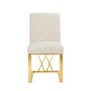 Smooth Satin Fabric Dining Chair with Gold Base- 2 in a Box- Ivory #102652