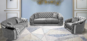 Modern Velvet Tufted Sofa Set with Chrome Edge- Grey Color #133925