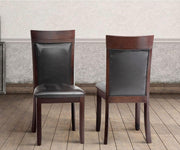 5Pcs Wooden Dining Set with Leather Chairs - Espresso Color