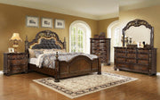 Traditional Style Bedroom Set with Leather Upholstered Headboard Bed in Dark Cherry Color #02Kelly