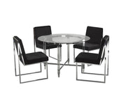 5 Pcs Glass Dining Table Set - Black