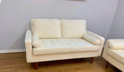 Velvet Upholstered 3Pcs Sofa Set with Stitched Seats- Beige #217020