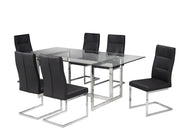 Glass Dining Table Set - Black #035003