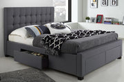 Fabric Upholstered Storage Bed with Four Drawers in Grey Color #052152