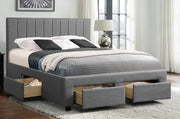 Fabric Upholstered Storage Bed with Four Drawers in Grey Color #052157