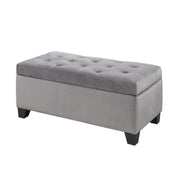 Velvet Storage Bench- Grey