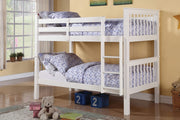Solid Wood Single Over Single Bunk Bed - White Color #052500