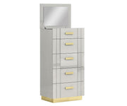 Grey Lacquer Finish Modern Bedroom Set with Gold Base #06812