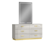 Grey Lacquer Finish Modern Bedroom Set with Gold Base #06812