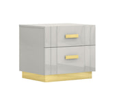 Grey Lacquer Finish Modern Bedroom Set with Gold Base #06812