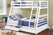 Solid Wood Single Over Double Bunk Bed with two Drawers- White Color #052700