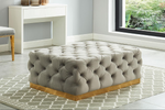 Velvet Upholstered Ottoman with a Golden Base 1