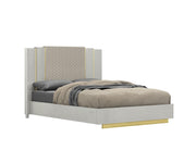 Grey Lacquer Finish Modern Bedroom Set with Gold Base #06812