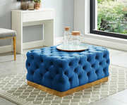 Velvet Upholstered Ottoman with a Golden Base