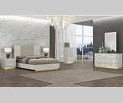 Grey Lacquer Finish Modern Bedroom Set with Gold Base #06812