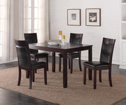 5Pcs Wooden Dining Set with Leather Chairs - Espresso Color