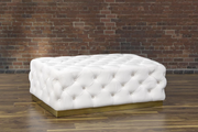 Velvet Upholstered Ottoman with a Golden Base