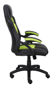 Black/Green Leather Office Chair #035203