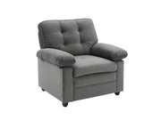 Velvet Button Tufted Back 3pcs Sofa Set- Grey Color