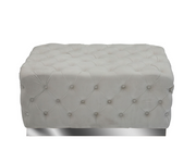 Velvet Upholstered Ottoman with a Chrome Base