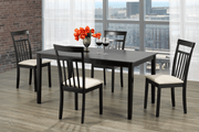 Wooden Table with Wooden Chairs with Fabric Seating 5Pcs Dining Set in Cappuccino Finish #053106