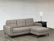 Condo Size Fabric Upholstered Reversible Sectional with Stiched Back- Beige