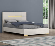 Modern Solid Wood Lacquer Finish Bedroom Set with Bluetooth Speaker and Lights- Grey #06172