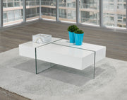 Coffee Table with Storages on Side- White Color