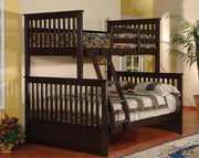 Solid Wood Single Over Double Bunk Bed with Ladder- Espresso Color