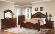 Classical Style 7Pcs Wooden Bedroom Set in Dark Cherry Color #02CASANOVA