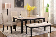 Real Marble Table with Fabric Upholstered Chairs Dining Set #06Nancy